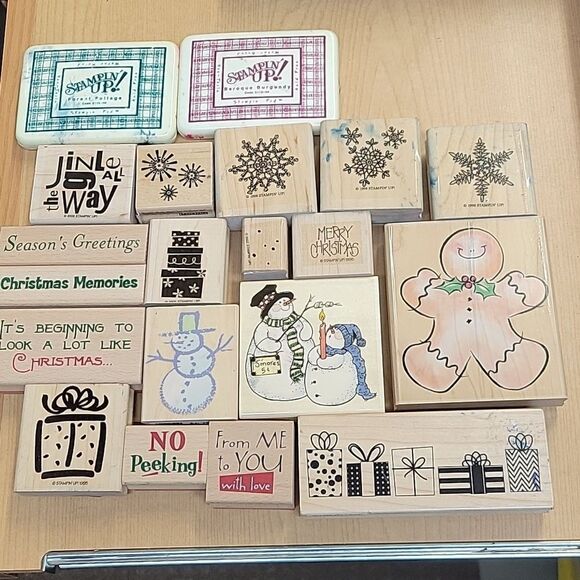 Stampin Up lot of 18 Christmas stamps and ink pads (set D) - Picture 1 of 9